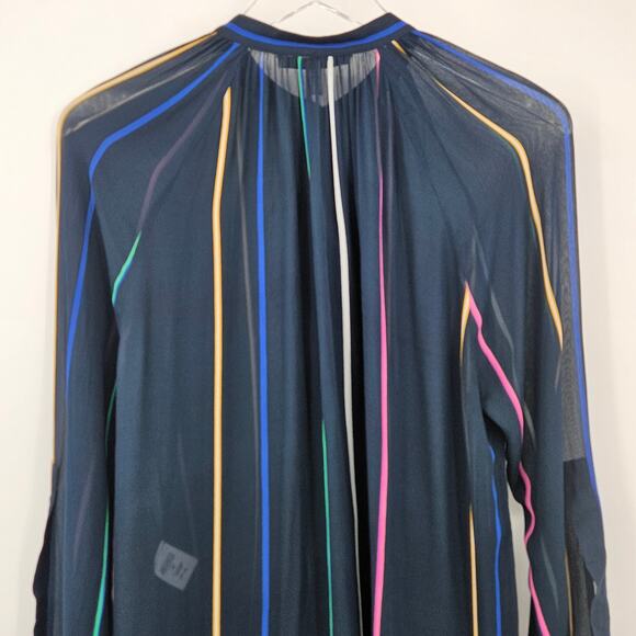 DEREK LAM 10 CROSBY Rainbow Striped Mandarin Collar‎ Blouse Size 8 - Picture 10 of 12